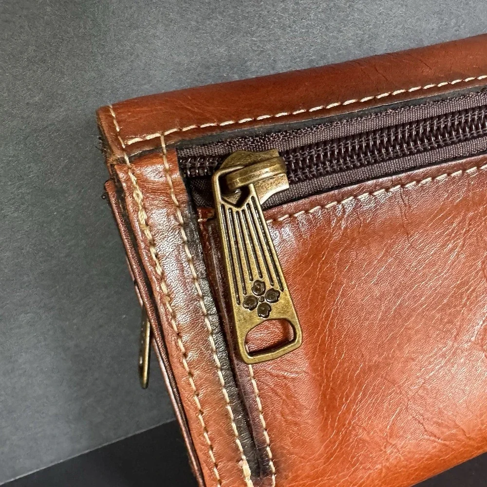 Patricia Nash Cametti Trifold Florence Leather Wallet Brown Classic Western Boho